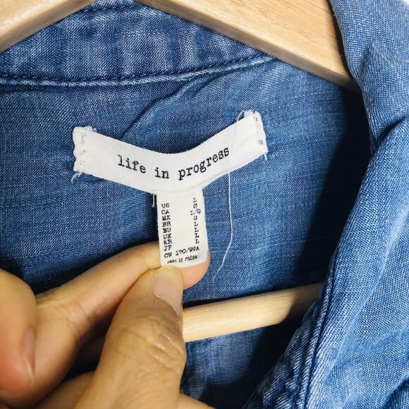 Life in Progress Chambray Top Shirt Dress Shacket Size L Comfort Hiking Outdoor - Picture 4 of 7